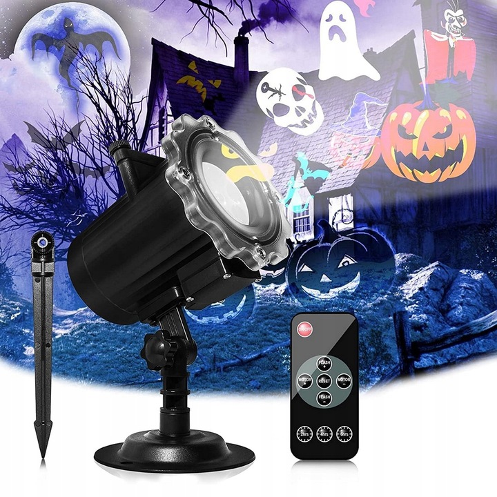 ŚWIĄTECZNY PROJEKTOR LED LASEROWY 16 slajdów 64 MOTYWÓW z pilotem