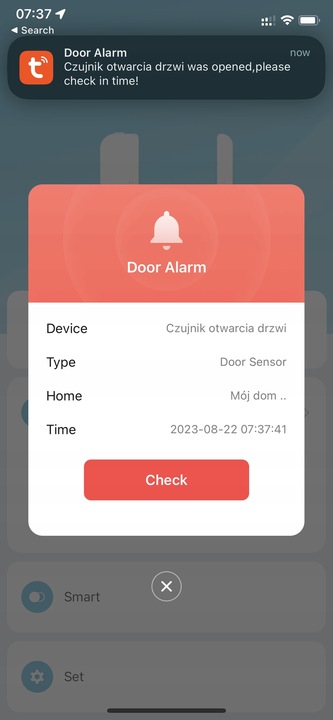 Czujnik otwarcia drzwi i okna WIFI TUYA SMART CZARNY kontaktron na