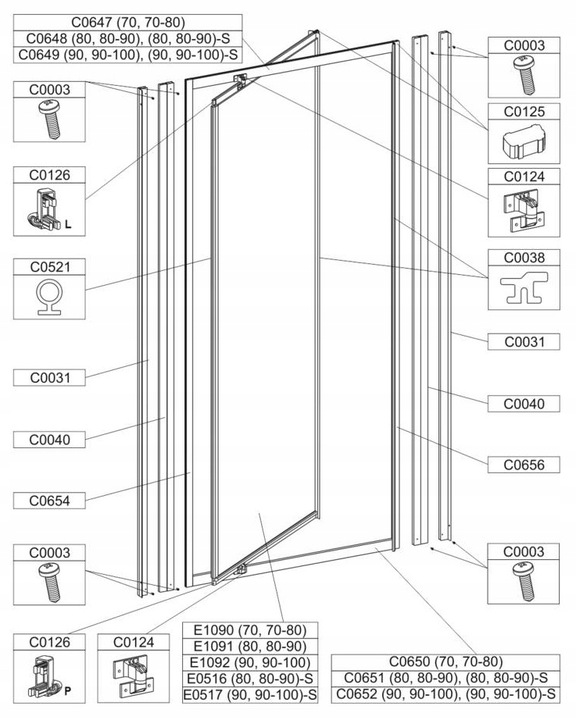 Zawias kompletny Sanplast CLASSIC 660-C0124