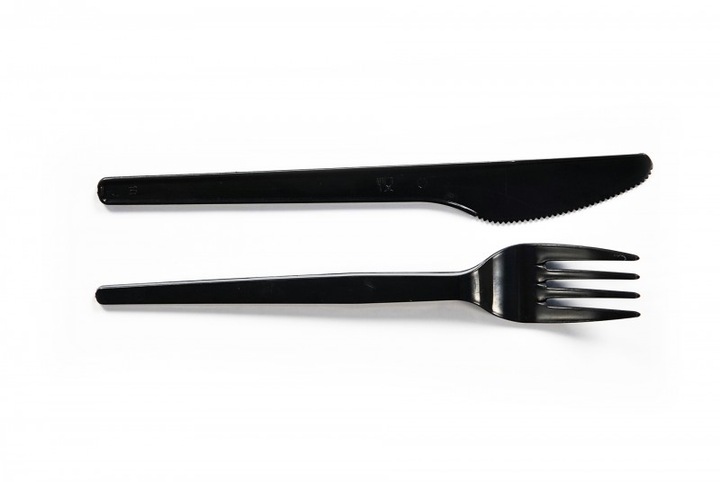 Naczynia jednorazowe zestaw nóże widelce czarne sztućce 2x100szt na