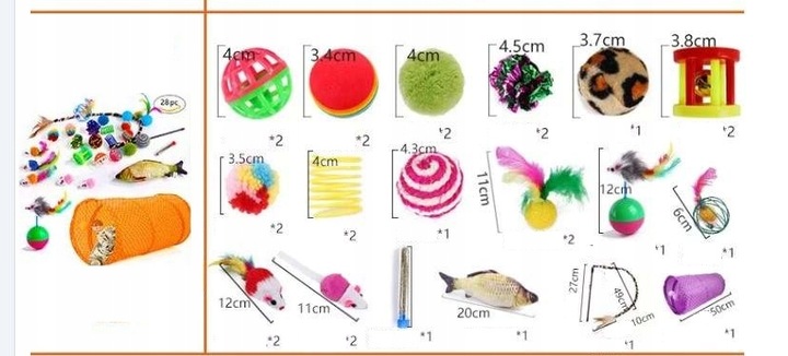 Zabawki Dla Kota Ryba Wędka Tunel Drapak Dla Kota Zestaw 28el + Kocimietka