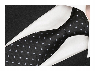 ŻAKARDOWY Krawat Klasyczny w Romby CZARNY rc254