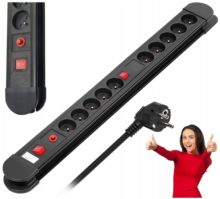 PRZEDŁUŻACZ LISTWA ZASILAJĄCA 10 GNIAZD 1,5m KABEL AUTOMATYCZNY