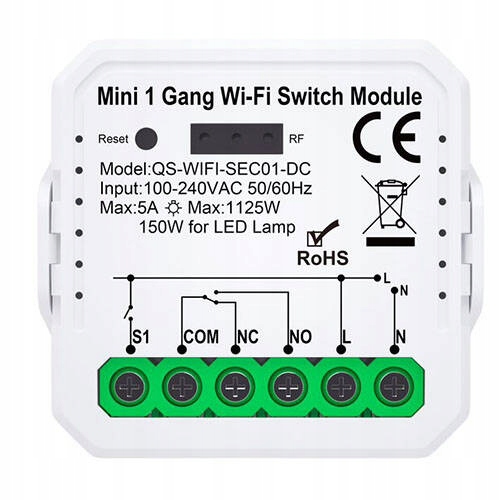 Sterownik Przekaźnik WiFi TUYA BEZNAPIĘCIOWY Smart