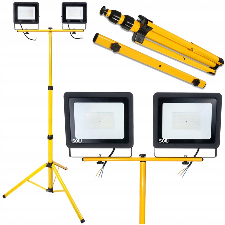 HALOGEN Naświetlacz LED 2x 50W IP65 + STATYW 140cm