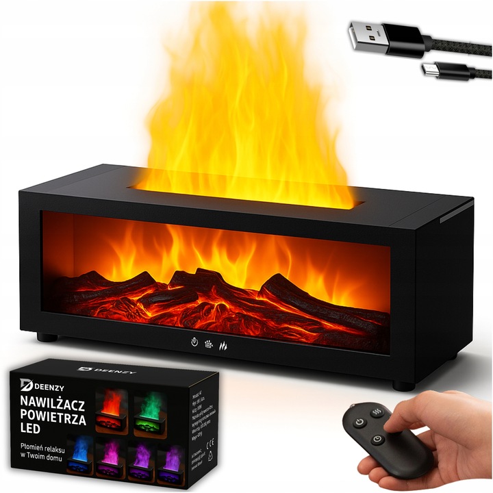 NAWILŻACZ POWIETRZA KOMINEK LED RGB DYFUZOR AROMATERAPIA TIMER + PILOT