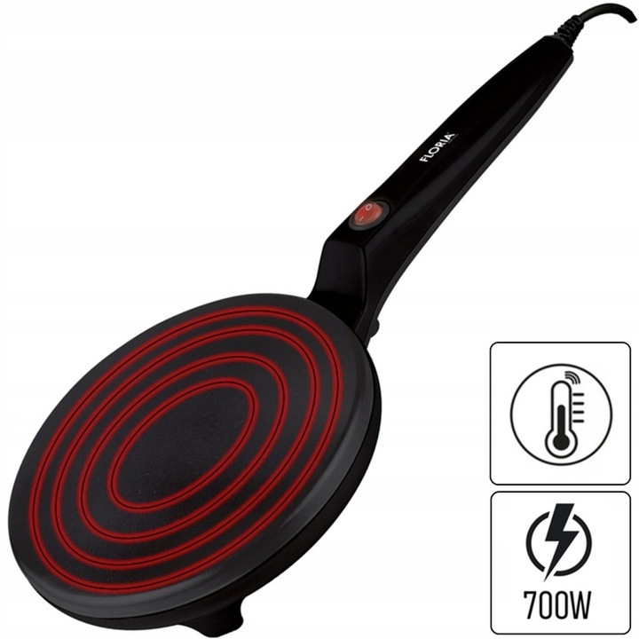 NALEŚNIKARKA ELEKTRYCZNA AUTOMATYCZNA CZARNA NON STICK 20CM 700W