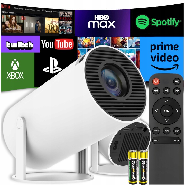 PROJEKTOR HY300 PRO 2025 WERSJA 4K WIFI PRZENOŚNY SMART ANDROID TV RZUTNIK