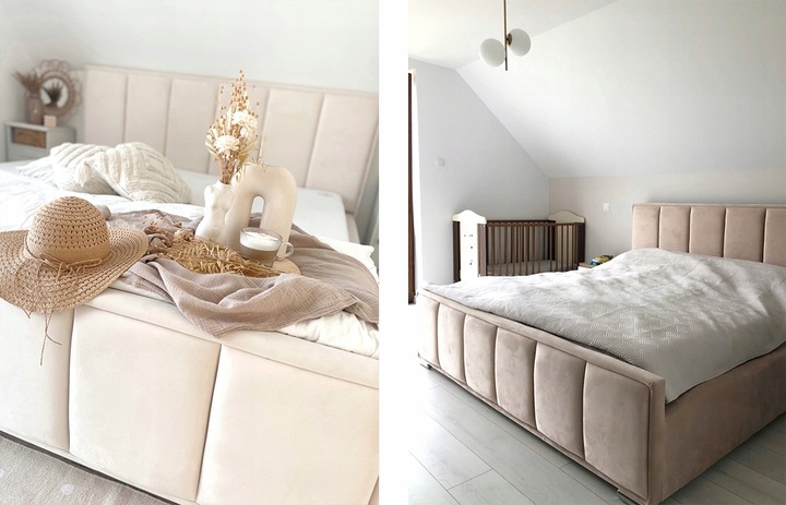 Łóżko 160x200 2 Zagłowia Panele Fancy Sypialnia_pl + POJEMNIK + STELAŻ