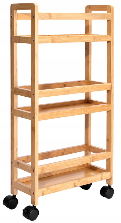 PÓŁKA ŁAZIENKOWA KUCHENNA SZAFKA NA KÓŁKACH REGAŁ BAMBUSOWY 3 POZIOMY