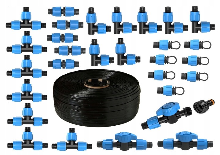 Taśma kroplująca wąż 100m + zestaw 30 akcesoriów