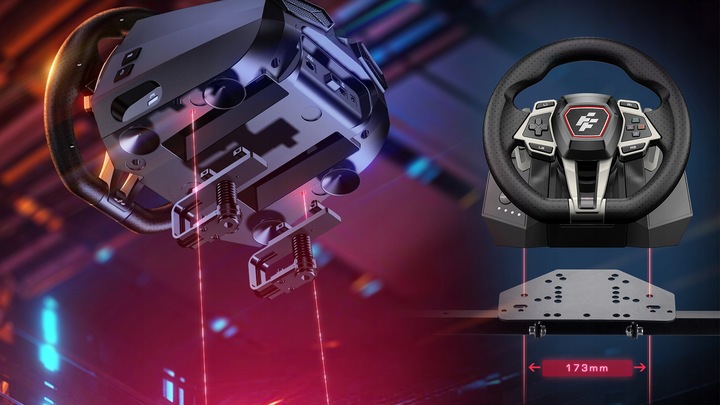 F107 FLASHFIRE - Kierownica 900° PC/PS4/PS5/XBOX z LED + 3 pedały, 6 biegów