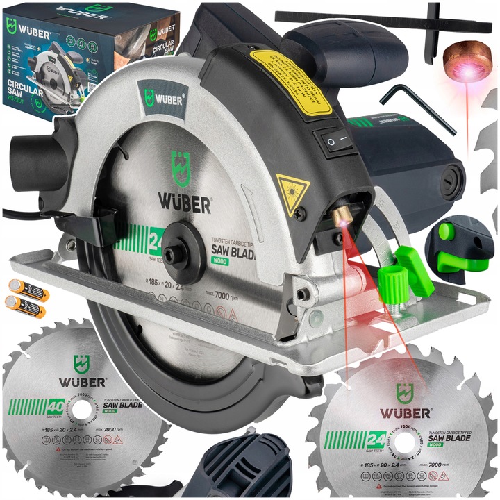 PIŁA TARCZOWA PRZECINARKA PILARKA RĘCZNA DO DREWNA Z LASEREM 2400 W