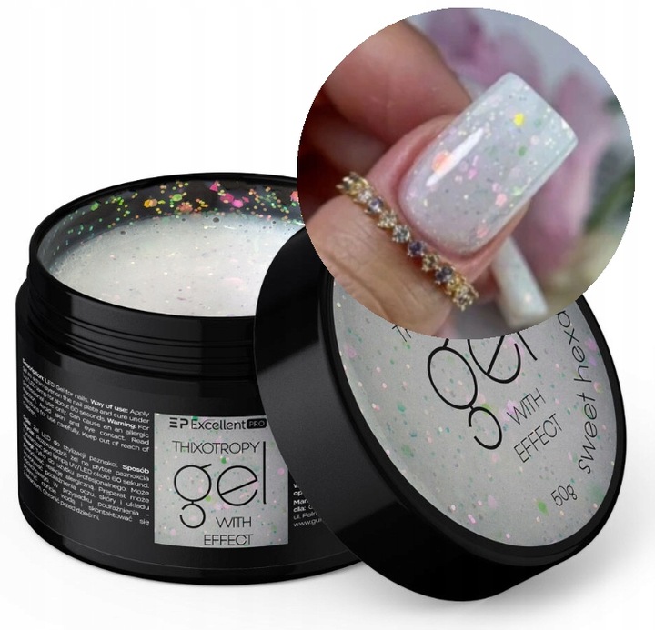 EXCELLENT PRO THIXOTROPY ŻEL BUDUJĄCY MLECZNY Z BROKATEM SWEET HEXA 15 g