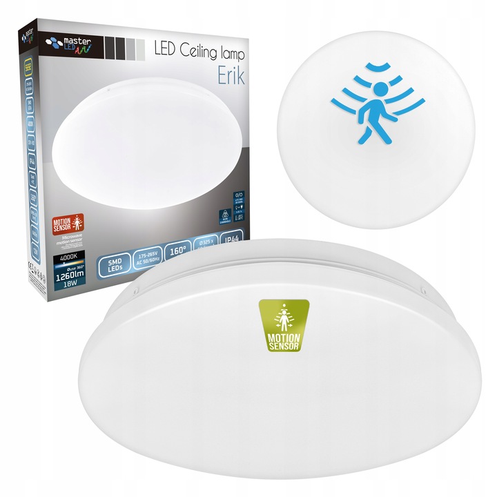 PLAFON LED LAMPA SUFITOWA PANEL 18W CZUJNIK RUCHU MIKROFALOWY