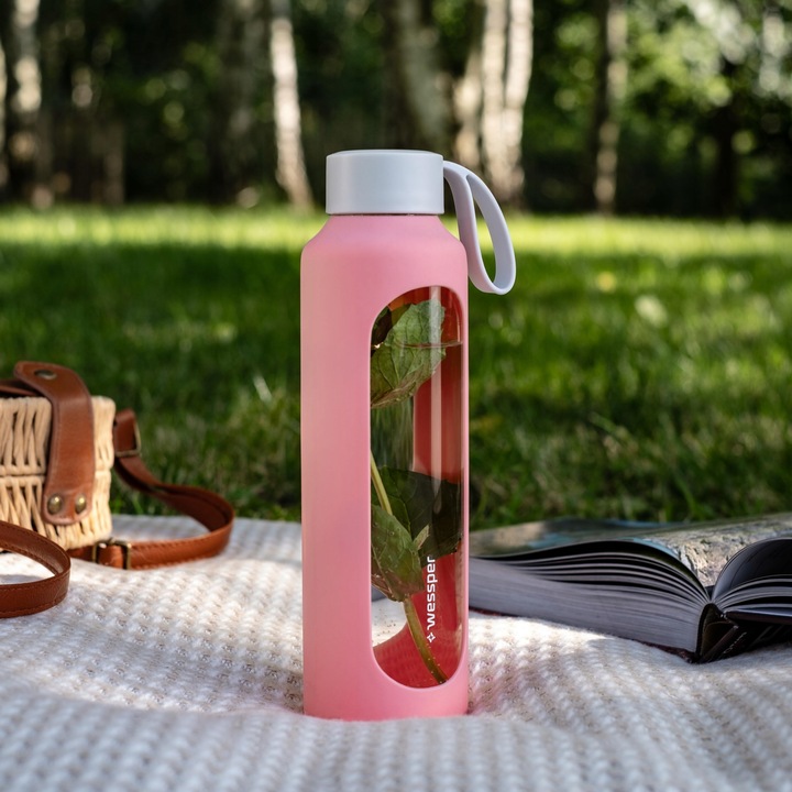 Wessper B1 motwacyjna butelka szklana 500ml z miarką na fitness