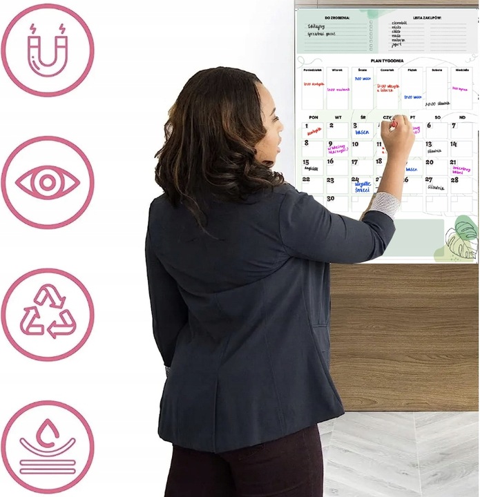 PLANER TABLICA NA LODÓWKĘ MAGNETYCZNA ORGANIZER NOTATNIK 4xPISAKI