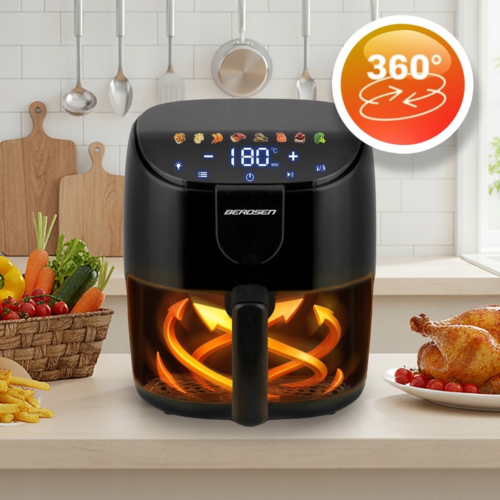 FRYTKOWNICA BEZTŁUSZCZOWA AIR FRYER FRYTOWNICA 4L BERDSEN 1500W