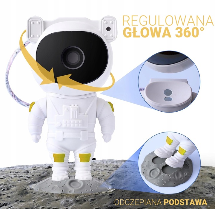 PROJEKTOR GWIAZD LAMPKA NOCNA RZUTNIK DLA DZIECI LED LASEROWY ASTRONAUTA