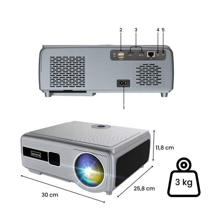 Projektor Rzutnik 30000lm WiFi Android Google TV FULL HD 4K Autofocus LED