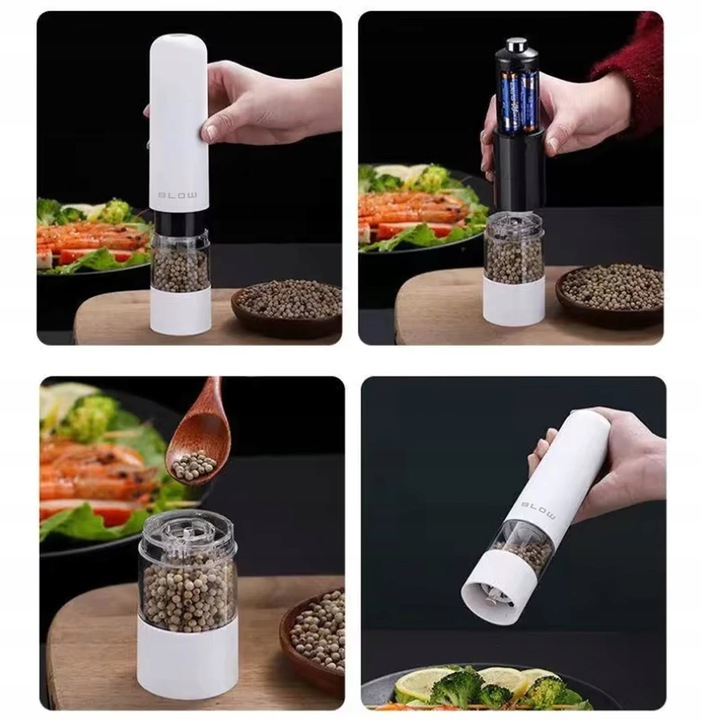 ELEKTRYCZNY MŁYNEK DO SOLI I PIEPRZU PRZYPRAW REGULACJA MIELENIA ZESTAW 2x