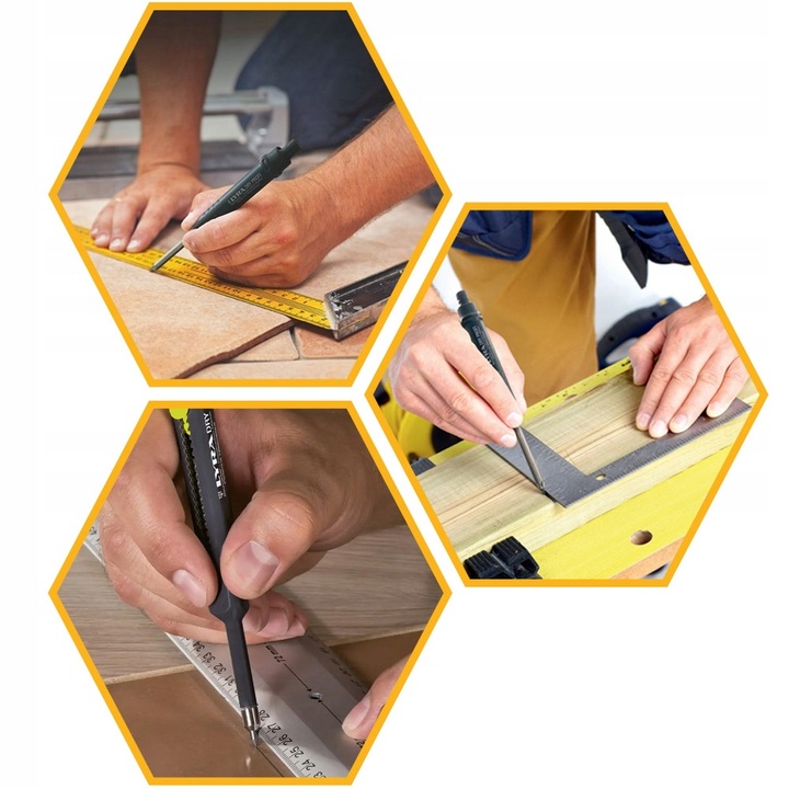 OŁÓWEK BUDOWLANY STOLARSKI ZNACZNIK Z TEMPERÓWKĄ ZMIENNE WKŁADY PROFI