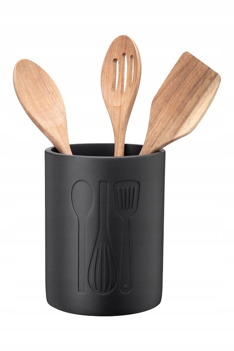 Pojemnik na przybory i akcesoria kuchenne SANDY czarny kamienny