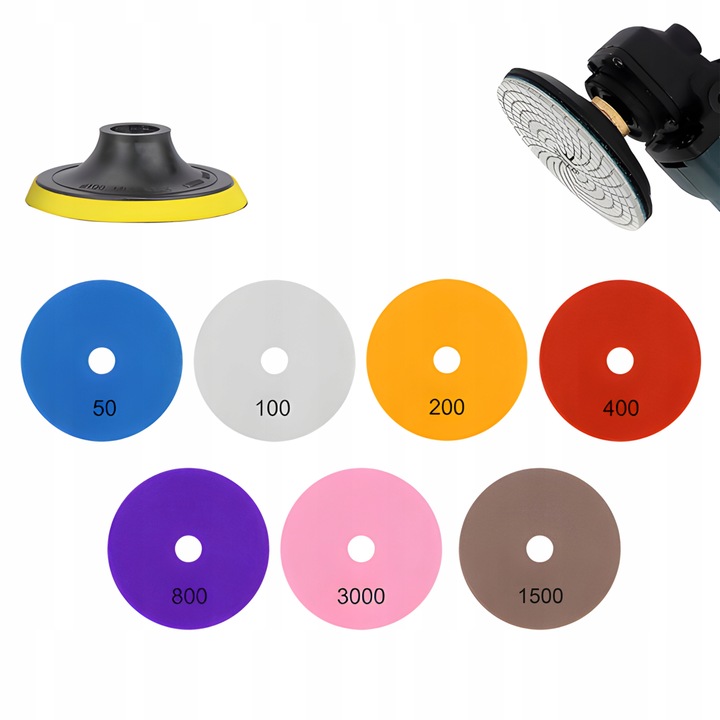 ZESTAW TARCZE DIAMENTOWE DO SZLIFOWANIA I POLEROWANIA PŁYTEK KRAWĘDZI