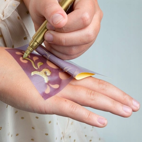 Kidea Markery Brokatowe do tatuażu z szablonami x 2 zestawy 6 kolorów