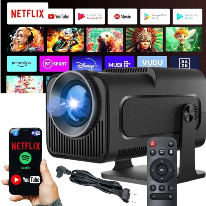 PROJEKTOR HY320 MINI RZUTNIK PRZENOŚNY ANDROID HD SMART TV NAJNOWSZA WERSJA