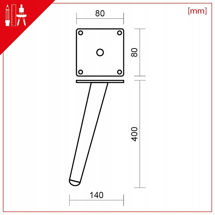 4x NÓŻKA MEBLOWA CZARNA NOGA DO MEBLI METALOWA NÓŻKA DO STOLIKA LOFT