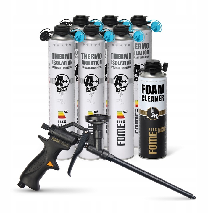 Pianka PUR piana do ociepleń izolacji + 2 dysze do natrysku 850ml Fome Flex