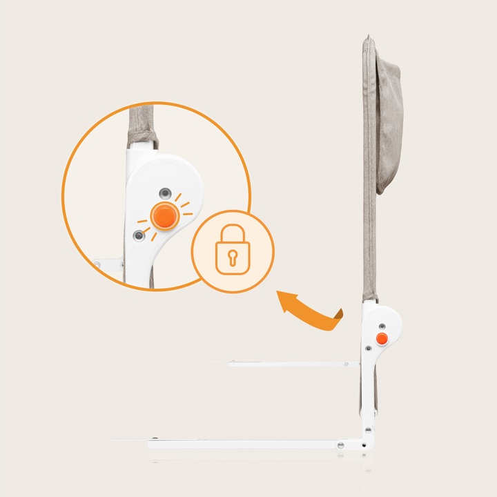 Barierka BRAMKA ZABEZPIECZAJĄCA do łóżka WYSOKA 150x66cm BEŻ Lionelo