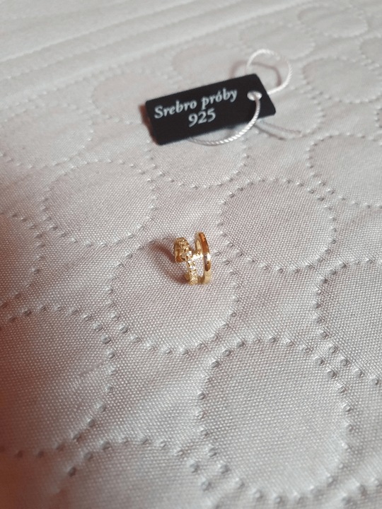 Złoty Kolczyk Nausznica Podwójna Kolczyk Srebro