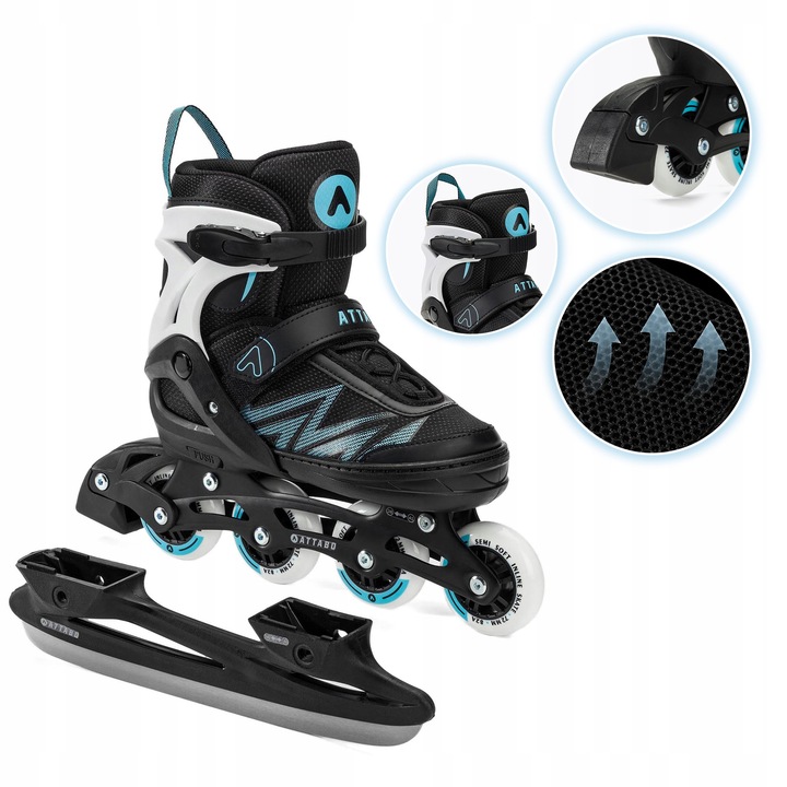 Łyżworolki dziecięce ATTABO 2w1 rolki i łyżwy Kylo L (38-41) Regulowane
