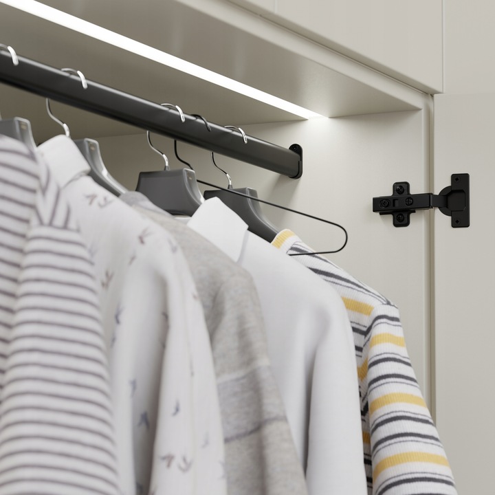 Czarny owalny drążek do szafy garderoby rurka na ubrania 100 cm + 2