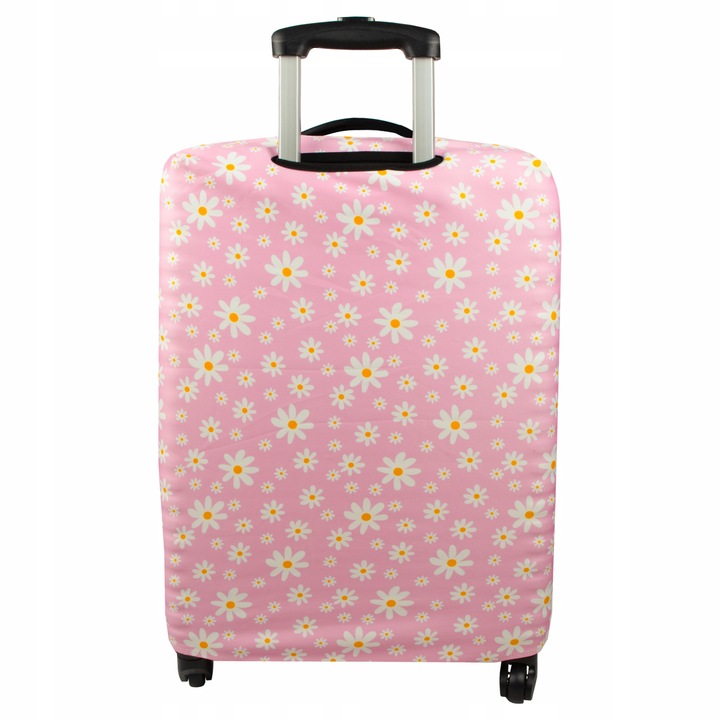 Elastyczny Pokrowiec różowy na walizkę Sillar z motywem kwiatu rozmiar M