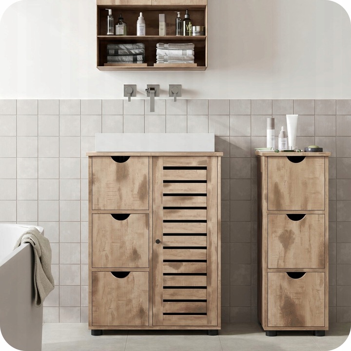 Szafka Stojąca z Szufladami Łazienkowa 80cm Retro Vintage Rustykalny