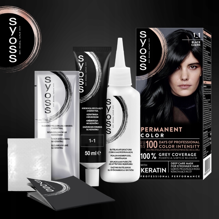Syoss Farba do Włosów Trwała Permanent Color 1-1 Czerń 2 szt.