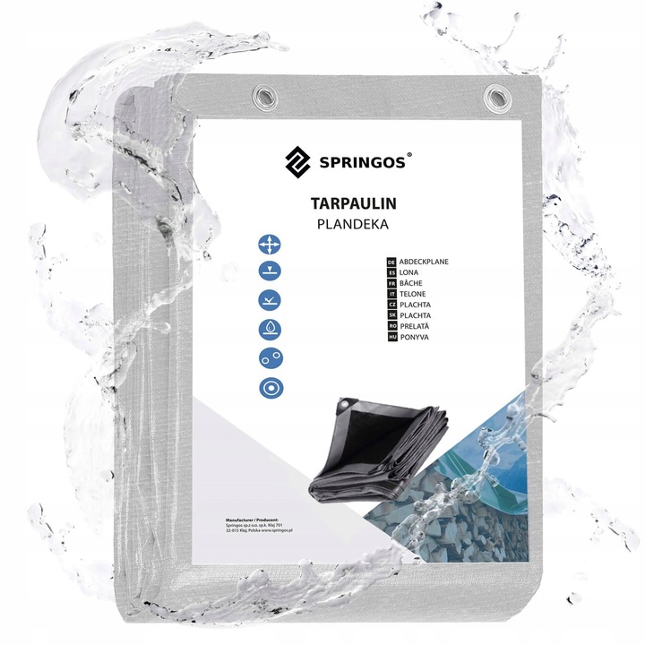 PLANDEKA PLANDEKI 3x4m SZARA WZMACNIANA 260G MOCNE OKRYCIE PŁACHTA