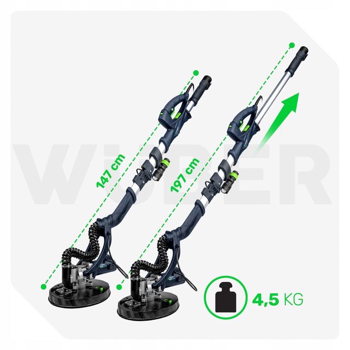 SZLIFIERKA ŻYRAFA DO GIPSU GŁADZI TYNKU LED DWIE GŁOWICE PAPIER X24