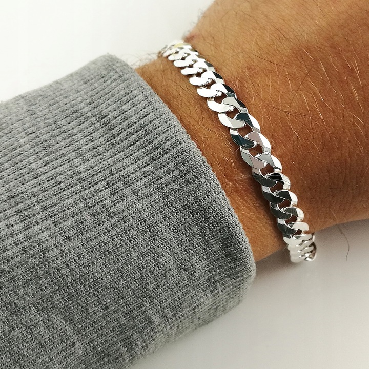 Bransoletka Srebrna Pancerka 925 Pełna Diamentowana 7,50 mm Grawer Gratis