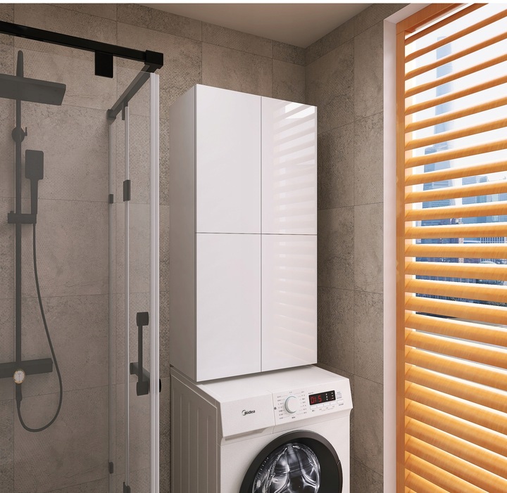 Szafka łazienkowa nad pralkę wisząca do łazienki biała fronty POŁYSK