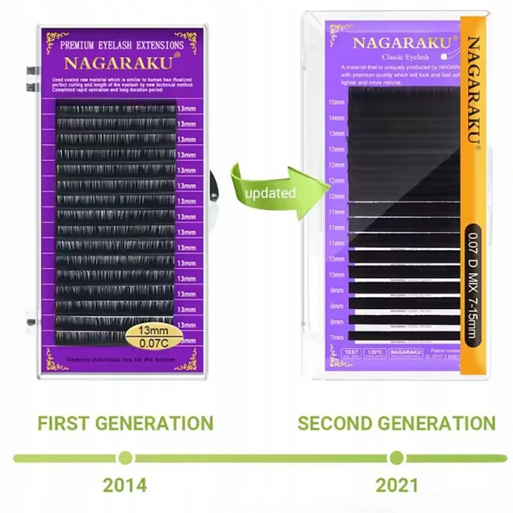 Rzęsy NAGARAKU Nowa Generacja Premium Mink C 0,07 9mm 16 pasków