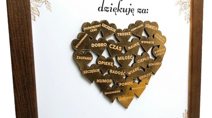 PODZIĘKOWANIE PREZENT DLA DZIADKÓW NA DZIEŃ BABCI I DZIADKA RAMKA SERCE 3D