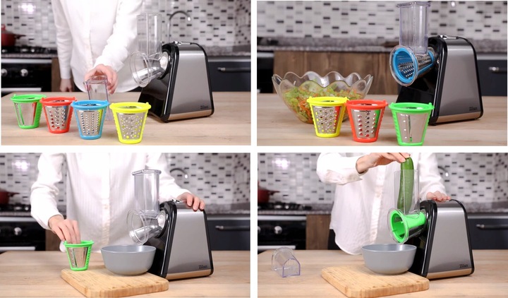 SZATKOWNICA ELEKTRYCZNA ROZDRABNIACZ DO WARZYW OWOCÓW 4 KOŃCÓWKI 200W