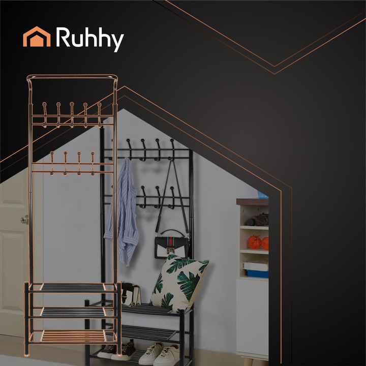 Wieszak Stojący na Ubrania RUHHY Metalowy do Przedpokoju Podłogowy