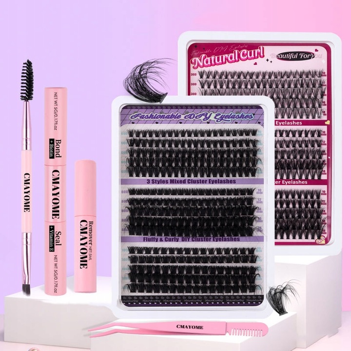 270 SZT ZESTAW DO SAMODZIELNEGO PRZEDŁUŻANIA Rzęsy D CURL CLUSTER LASHES IN