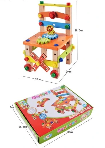 Drewniane krzesło montażowe Montessori klocki