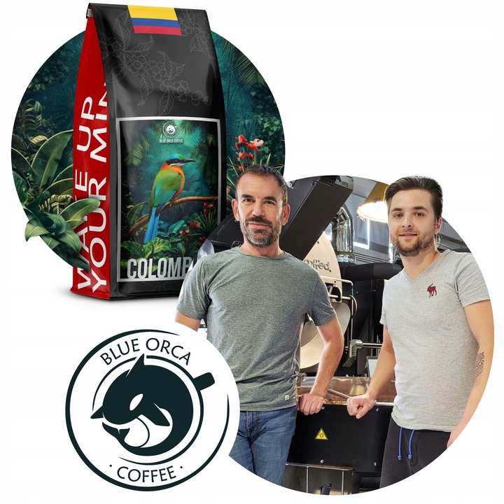 Kawa ziarnista 1kg Kolumbia Świeżo Palona 100% ARABICA - Blue Orca Coffee
